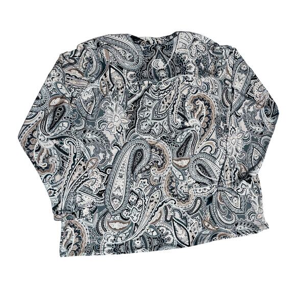 Established 1962 Paisley Tassel Peasant Top 1X Boho Long Sleeve Tunic Blouse - Picture 2 of 6